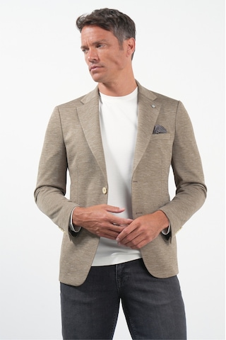 İmza Bej Mono Yaka Örme 6 Drop Slim Fit Ceket 1002260152
