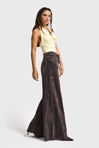 it's basic Kadın Koyu Kot Rengi 4s6-156 Süper Palazzo Fit Yan Detaylı Tasarım Denim Jean