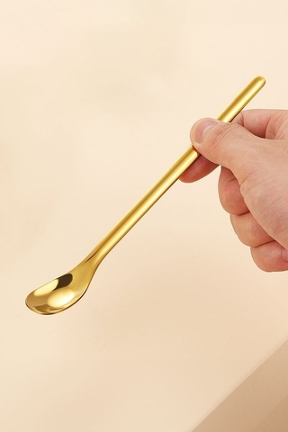 304 Çelik 6 Adet 15,5 Cm Gold Kahve Latte Meyvesuyu Kokteyl Barmen Kaşığı Cin942
