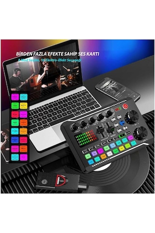 Alfalink Stüdyo Ses Mikseri Şarjlı F998 Bluetooth Dj Canlı Yayın Kondenser Mikrofon Bağlantısı