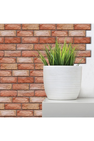 Mufunye Kahverengi Tuğla Desenli Pvc Otostik Duvar Kağıdı - Masa, Dolap, Mutfak Yenileme - 30x30cm 10 Adet Paket Diğer