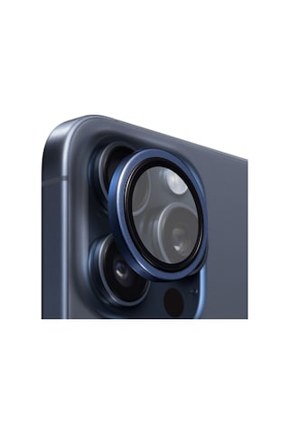 Buff Apple Uyumlu iPhone 15 Pro Max / 15 Pro Titanyum Lens Koruyucu Mavi