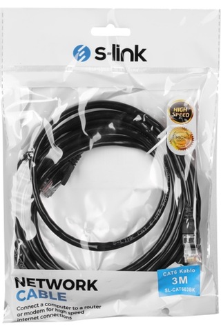 S-LINK SL-CAT603BK 3M SIYAH CAT6 KABLO