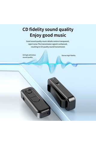 Tenfowee D58 V5.3 Araç İçi Bluetooth Alıcı Verici, Aux Bağlantılı, Usb Girişli, Gürültü Azaltmalı, Şarj Edilebilir Pil İle Siyah