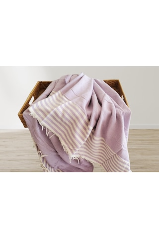 Aksu Summer Line Çok Amaçlı Örtü Pike Koltuk Örtüsü 170x220 Lila Lila