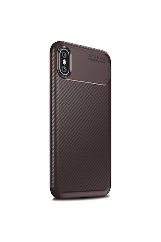 Apple Uyumlu iPhone X / Xs Karbon Desenli Negro Silikon Kılıf