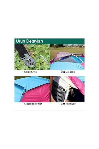 Realindirim Kamp Çadırı Kolay Kurulum 6 Kişilik 220x250x150 Sarı