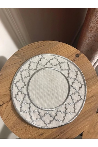 Nivemeshome Fas Nakışlı Gümüş Oval 6 Adet Keten Kokteyl Peçetesi Kahve Yanı Sunumluk Gümüş