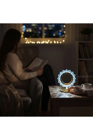 Gece Lambası Güneş Şeklinde Kristal Led Masa Lambası Dokunmatik 3 Renk Işık Modlu Şarj Edilebilir Küçük Boy Dekor Amaçlı .