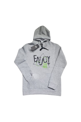 Fuba Kapşonlu Sweat Enjoy Gri Gri