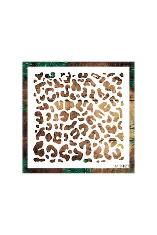 Kk Swords Stencil Tasarım Mıx021 Leopar- Dekoratif Duvar, Fayans Ve Eşya Boyama Şablonları 25x25cm Mıx0210000003