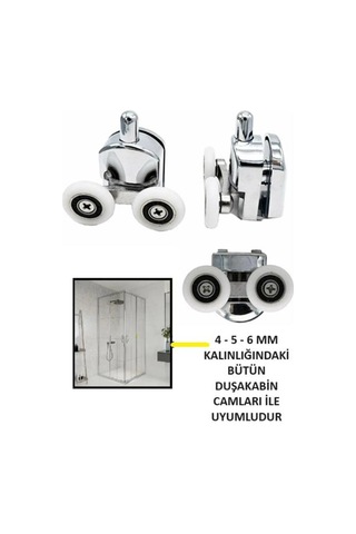 Tekerlek Duşakabin Tekerleği Alt Cam Rulman Krom Teker 23 Mm Beyaz - Şeffaf