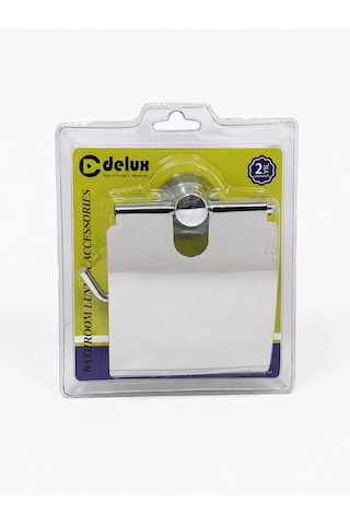 Delux Geniş Kapaklı Tuvalet Kağıtlığı Duvara Monte Krom