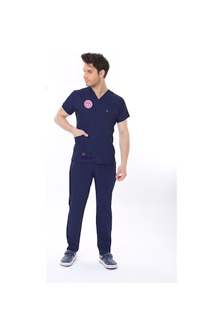 Lacivert Hemşire Forması Likralı Scrubs Takım Patrıot Blue Lacivert