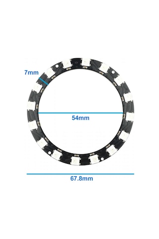 16 Bit Neopixel Halka Ring Ws2812b 5050 Rgb Led Modül 16 Lı Dijital Adreslenebilir Lamba Programlan