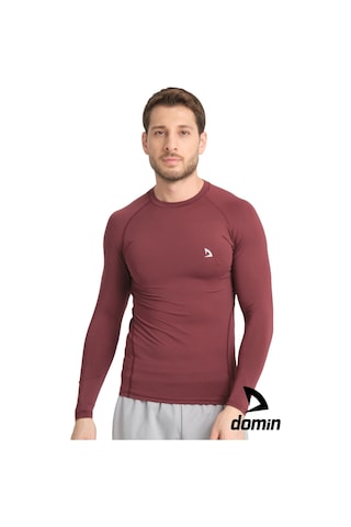 Hnc Sport Erkek Uzun Kol Bordo Fit Compression Spor Body Tshirt