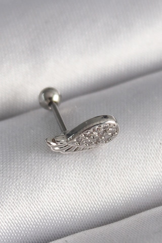 316l Çelik Gümüş Renk Zirkon Taşlı Kanat Tragus Piercing Renkli