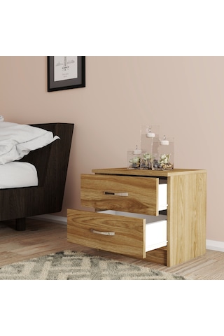 Moxen Mobilya Ceviz 2 Çekmeceli Komodin KMD2003