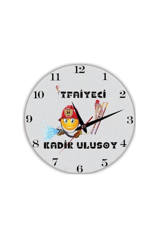 İtfaiye Erlerine Hediye Temalı Cam Duvar Saati - Krem