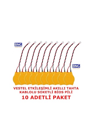 Vestel Uyumlu Faz 2 Akıllı Tahta Cr2032 Kablolu Soketli Bios Pili 10 Ad.