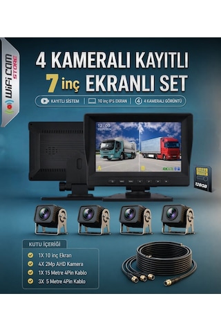 7 İnç Ahd 4 Kameralı Kayıtlı Arac Kamera Seti