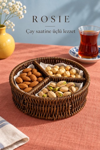 Rosıe 3 Bölmeli Hasır Görünümlü Çerezlik 19 Cm Karışık