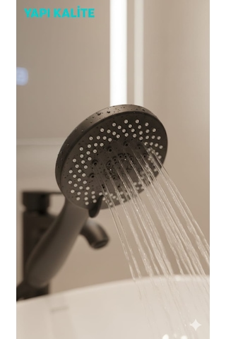 Siyah Zümrüt Renklerinin Birleşimi İle Muhteşem Bir Tasarım 3 Fonksiyonlu El Duşu Siyah