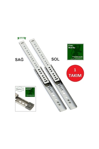 Array Teleskopik Çekmece Rayı 27 Mm 374 Mm Set Metal