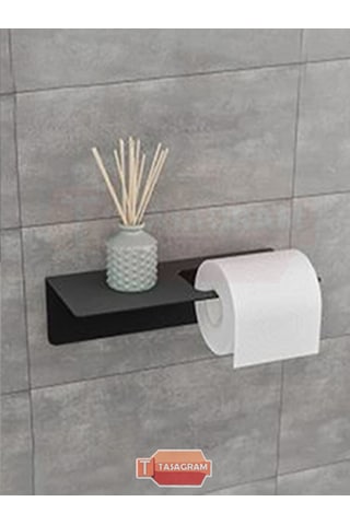 Modern Banyo 3'lü Set Banyo Askısı Havluluk Tuvalet Kağıtlığı Siyah