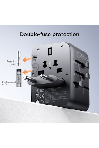 Ebitda Joyroom Jr-tcw01 17w Evrensel Seyahat Adaptörü Siyah - 200 Ülke İçin Uygun