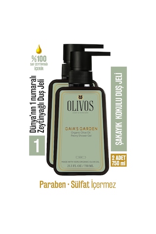 %100 Doğal Şakayık Kokulu Zeytinyağlı Banyo Ve Duş Jeli Kuru Cilt Nemlendirici Ve Besleyici 2 Adet 750 Ml Şakayık
