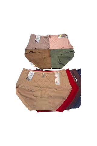 Unreal Underwear 6li Set Kadın Yüksek Bel Dantelli Toparlayıcı Külot Pamuklu Ve Rahat Bej