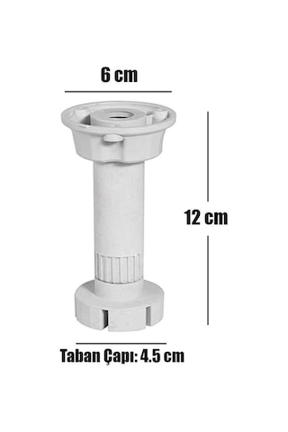 Mobilya Kanepe Baza Tezgah Dolap Ünite Ayağı Ayarlı 12 Cm Gri Ayak 4 Adet