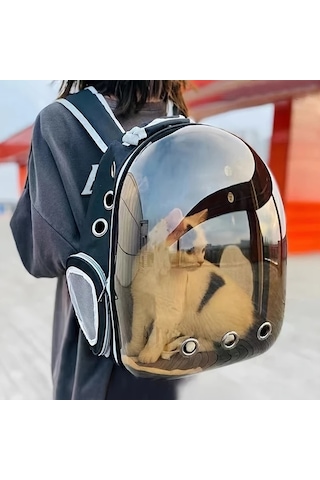 Honeybeeshop Grey Kişiselleştirilebilir Kedi Sırt Çantası Havalandırmalı Pvc Taşıma Çantası Uçak Araba Seyahat