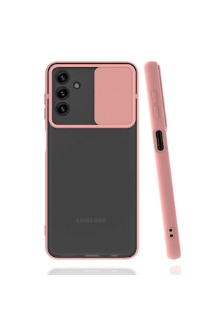 Noktaks Samsung Galaxy Uyumlu A13 5g Kılıf Slayt Sürgülü Arkası Buzlu Lensi Kapak Pembe Açık T19684