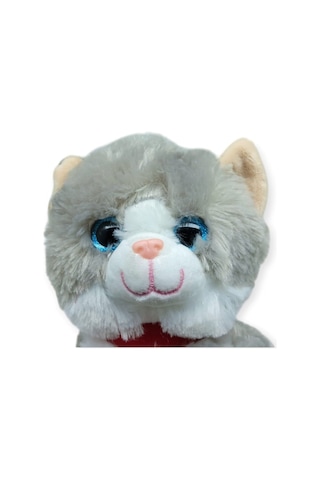 Sesli Peluş Kedi 25 Cm - Gri