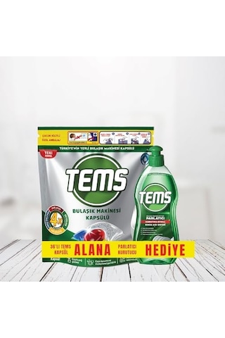 Tems Bulaşık Makinesi Kapsülü 36'lı+ Parlatıcı 400 Ml Hediyeli