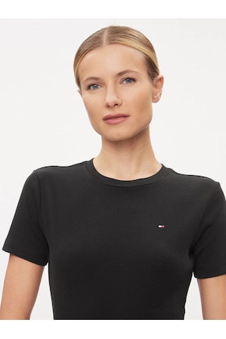 Tommy Hilfiger Logo Nakışlı Kadın T-shirt Siyah