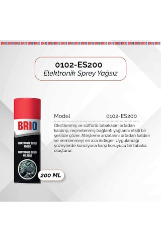 Brio Elektronik Kart Devre Soket Kablo Oksit Temizleyici Sprey 200 ML Yağsız