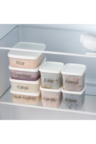 Porsima 02 Çok Amaçlı Etiketli Derin Dondurucu Saklama Kabı 8'li Beyaz