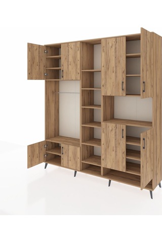 Hyperion Dolap 18 Raflı 8 Kapaklı Tek Askılı 220x44x243 Çam-çam/çam Atlas Çam/atlas Çam