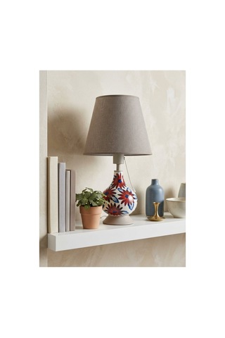 Işık Geçiren Porselen Abajur 46 Cm - Krem, İpek Şapkalı Pa020502s