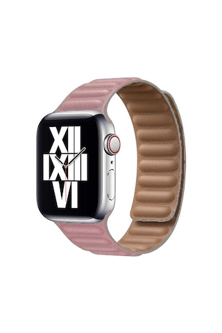 Ekılıf - Apple Uyumlu Watch 40mm - Kordon Deri Kordon Krd-34 - Pembe