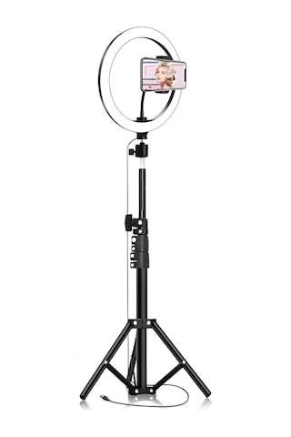 Ring Light 26cm Halka Işık + Tripod Ayak Bluetooth Uzaktan Kumandalı 3 Işık Modu & 10 Parlaklık Seviyesi