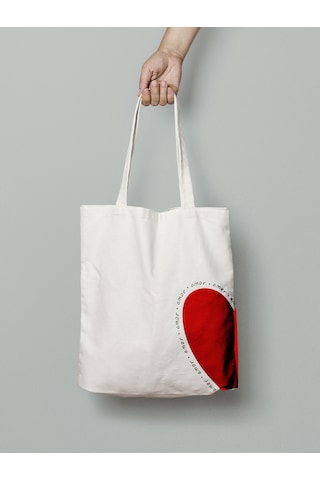 Akumastik Amor Bez Çanta 35x40cm - Tote Bag- Kalpli Çanta