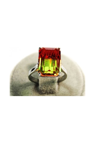 Gümüş Baget Turmalin Taşlı Kadın Yüzük