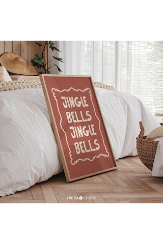 Jingle Bells Noel Duvar Sanatı, Retro Tipografi Tatil Sanatı