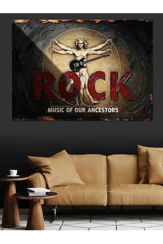 Ahşap Tablo Rock Müzik Temalı Vitruvius Adamı Hayvan Tabloları
