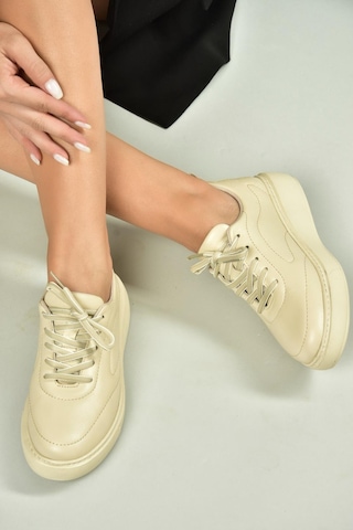 Fox Shoes U555250603 Bej Hakiki Deri Spor Ayakkabı Sneakers Bej-hakiki Deri