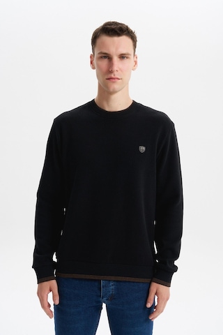AR-MA Arma Erkek Regular Fit Örme Selanik Sweatshirt %65 Pamuk %35 Polyester, Karbon Fırçalı, Basic Bisiklet Yaka K30124699002 Siyah